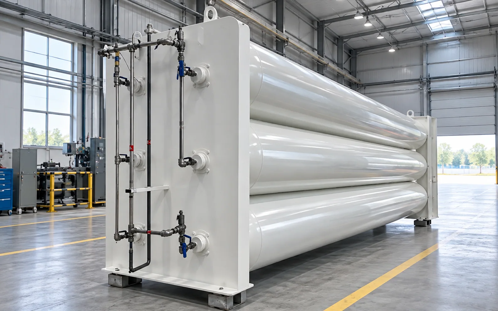 CNG storage vessel in a station-equipment setting
